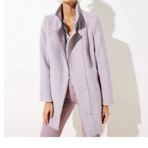 NWT LOFT Lilac Herringbone Moto Coat